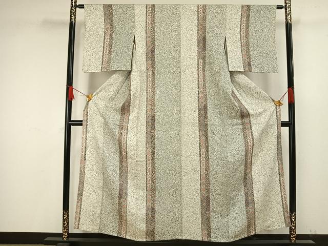 平和屋着物▽二代目更甚 江戸更紗 小紋 単衣 草花間道 正絹 逸品 AAAW1589fy