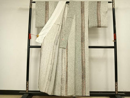 平和屋着物▽二代目更甚 江戸更紗 小紋 単衣 草花間道 正絹 逸品 AAAW1589fy
