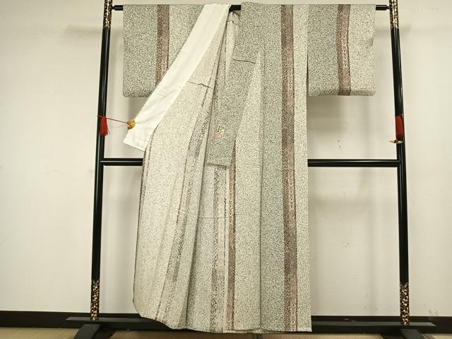 平和屋着物▽二代目更甚 江戸更紗 小紋 単衣 草花間道 正絹 逸品 AAAW1589fy