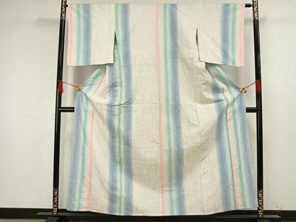 平和屋着物▽上質な紬 単衣 間道 正絹 逸品 AAAW1591fy