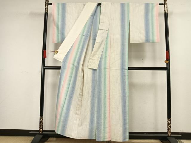 平和屋着物▽上質な紬 単衣 間道 正絹 逸品 AAAW1591fy