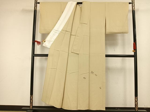 平和屋着物▽訪問着 単衣 総刺繍 草花文 金糸 正絹 逸品 AAAW1593fy