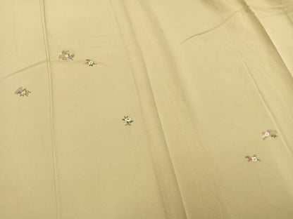 平和屋着物▽訪問着 単衣 総刺繍 草花文 金糸 正絹 逸品 AAAW1593fy