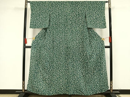 平和屋着物▽上質な小紋　単衣　花唐草文　正絹　逸品　AAAW1595fy