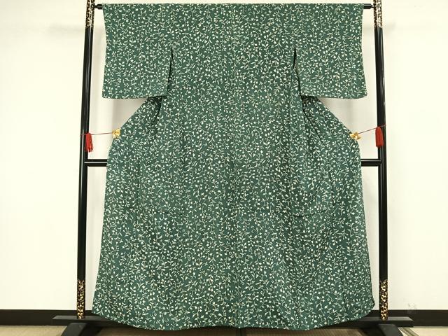 平和屋着物▽上質な小紋　単衣　花唐草文　正絹　逸品　AAAW1595fy