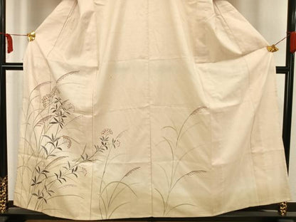 平和屋着物▽訪問着 単衣 紬地 草花文 金彩 正絹 逸品 AAAW1596fy