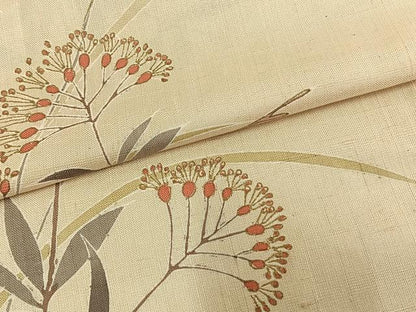 平和屋着物▽訪問着 単衣 紬地 草花文 金彩 正絹 逸品 AAAW1596fy