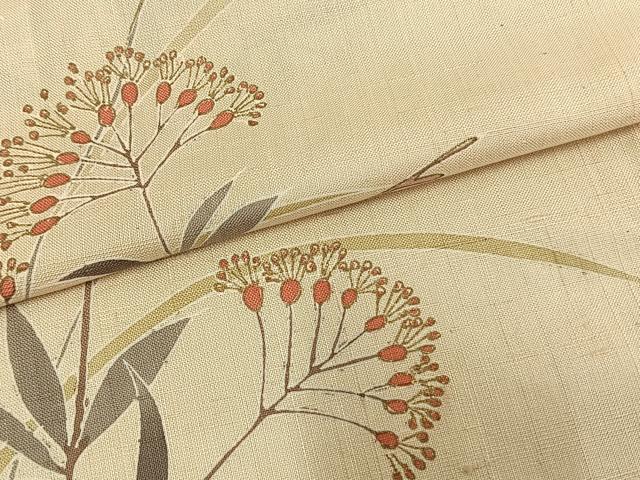 平和屋着物▽訪問着 単衣 紬地 草花文 金彩 正絹 逸品 AAAW1596fy