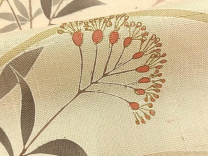平和屋着物▽訪問着 単衣 紬地 草花文 金彩 正絹 逸品 AAAW1596fy