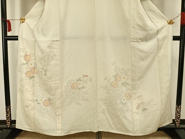 平和屋着物▽訪問着 単衣 手描き 草花文 正絹 逸品 AAAW1598fy