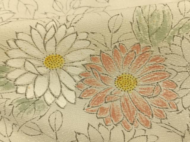 平和屋着物▽訪問着 単衣 手描き 草花文 正絹 逸品 AAAW1598fy