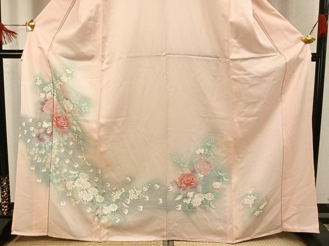 平和屋着物▽訪問着 単衣 草花文 暈し染め 正絹 逸品 AAAW1599fy