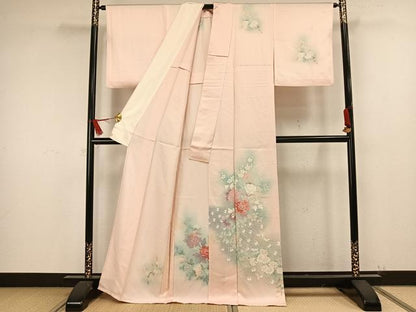平和屋着物▽訪問着 単衣 草花文 暈し染め 正絹 逸品 AAAW1599fy
