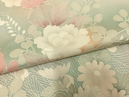 平和屋着物▽訪問着 単衣 草花文 暈し染め 正絹 逸品 AAAW1599fy