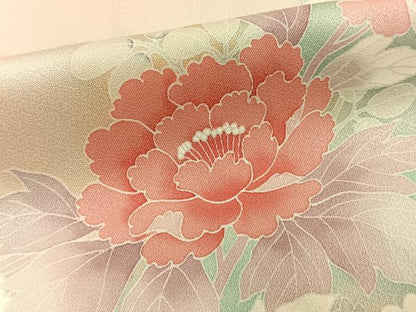 平和屋着物▽訪問着 単衣 草花文 暈し染め 正絹 逸品 AAAW1599fy