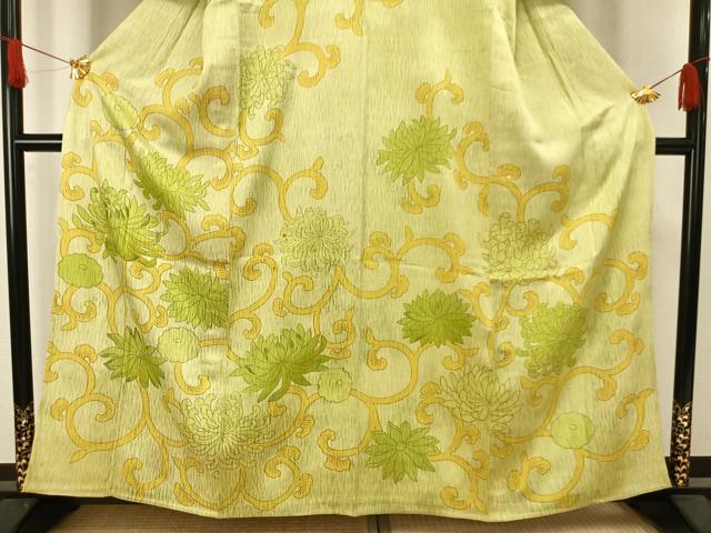 平和屋着物▽訪問着　単衣　刺繍　花唐草文　金彩　正絹　逸品　AAAW1603fy