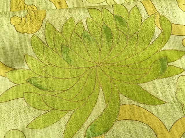 平和屋着物▽訪問着　単衣　刺繍　花唐草文　金彩　正絹　逸品　AAAW1603fy