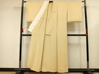 平和屋着物▽上質な色無地 単衣 草花地紋 砥粉色 正絹 逸品 AAAW1609fy