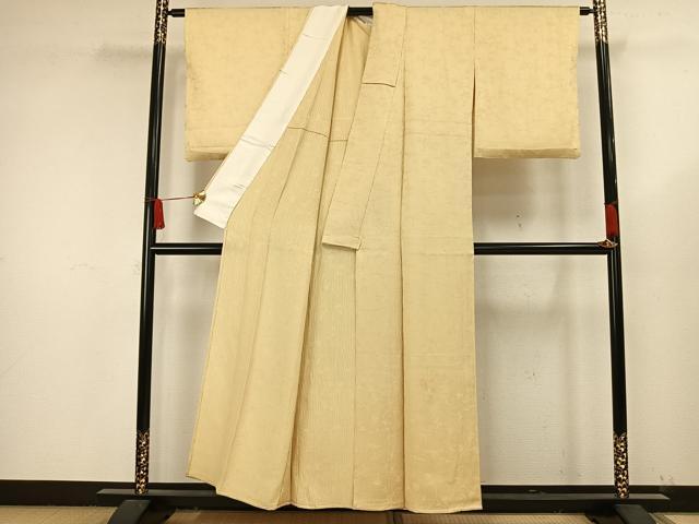 平和屋着物▽上質な色無地 単衣 草花地紋 砥粉色 正絹 逸品 AAAW1609fy