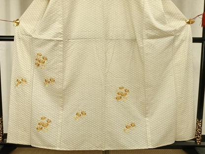 平和屋着物▽訪問着　単衣　総刺繍　橘文　金銀糸　金彩　正絹　逸品　未使用　AAAW1611fy