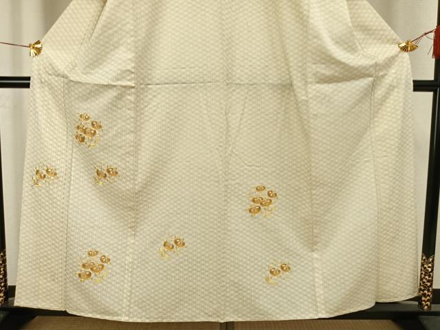 平和屋着物▽訪問着　単衣　総刺繍　橘文　金銀糸　金彩　正絹　逸品　未使用　AAAW1611fy