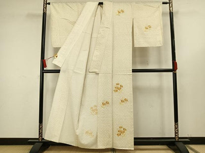 平和屋着物▽訪問着　単衣　総刺繍　橘文　金銀糸　金彩　正絹　逸品　未使用　AAAW1611fy