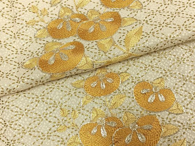 平和屋着物▽訪問着　単衣　総刺繍　橘文　金銀糸　金彩　正絹　逸品　未使用　AAAW1611fy