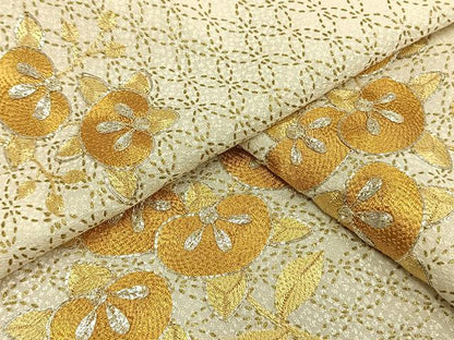 平和屋着物▽訪問着　単衣　総刺繍　橘文　金銀糸　金彩　正絹　逸品　未使用　AAAW1611fy