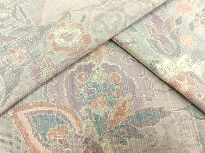 平和屋着物▽小千谷紬 単衣 草花文 正絹 逸品 AAAW1612fy