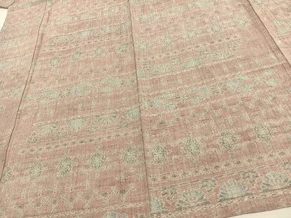 平和屋着物▽上質な紬 単衣 横段文 正絹 逸品 未使用 AAAW1615fy