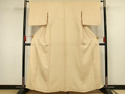 平和屋着物▽上質な色無地 単衣 草花地紋 砥粉色 正絹 逸品 AAAW1616fy
