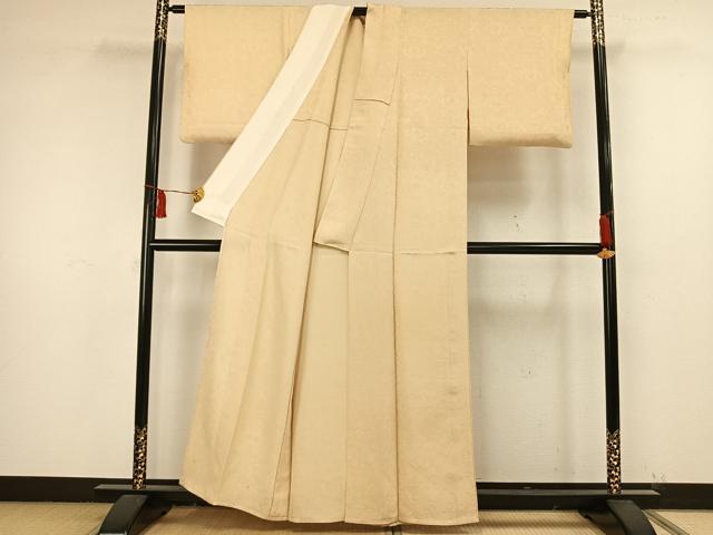 平和屋着物▽上質な色無地 単衣 草花地紋 砥粉色 正絹 逸品 AAAW1616fy
