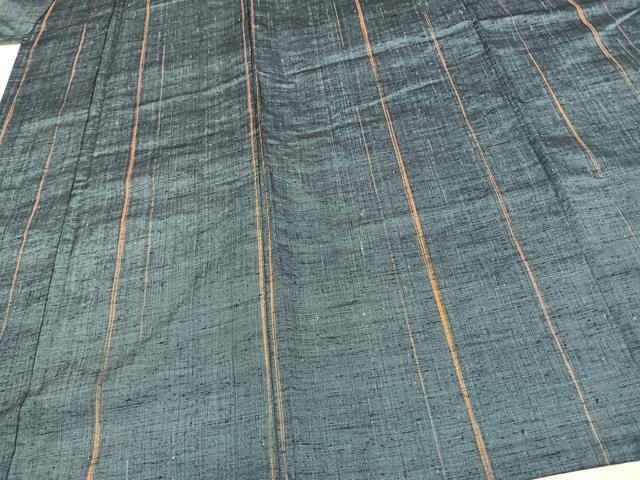 平和屋着物▽上質な紬 単衣 縞 正絹 逸品 AAAW1621fy