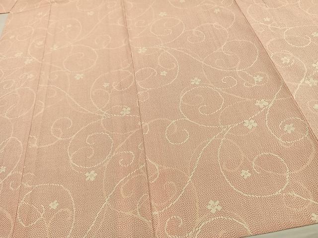 平和屋着物▽お召　単衣　花唐草文　正絹　逸品　AAAW1622fy