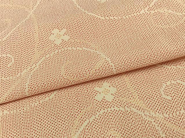 平和屋着物▽お召　単衣　花唐草文　正絹　逸品　AAAW1622fy