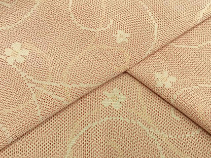 平和屋着物▽お召　単衣　花唐草文　正絹　逸品　AAAW1622fy
