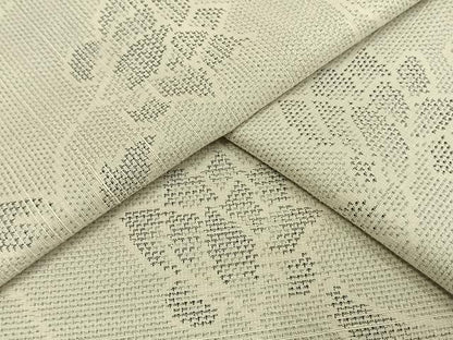平和屋着物▽上質な紬 単衣 花唐草文 正絹 逸品 AAAW1624fy