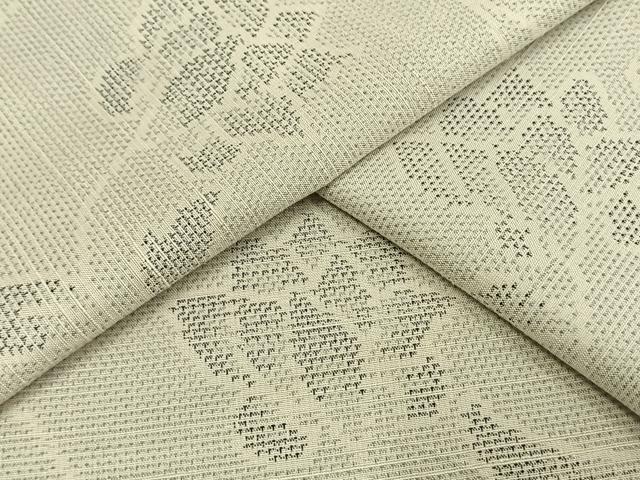 平和屋着物▽上質な紬 単衣 花唐草文 正絹 逸品 AAAW1624fy