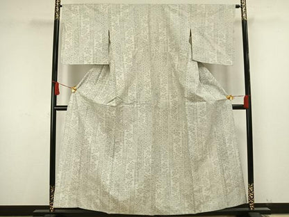 平和屋着物▽結城紬 単衣 100亀甲 草花文 正絹 逸品 AAAW1626fy