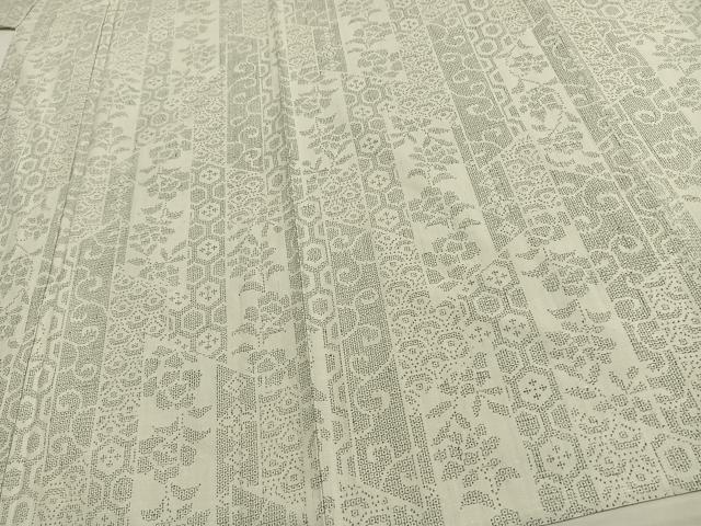 平和屋着物▽結城紬 単衣 100亀甲 草花文 正絹 逸品 AAAW1626fy
