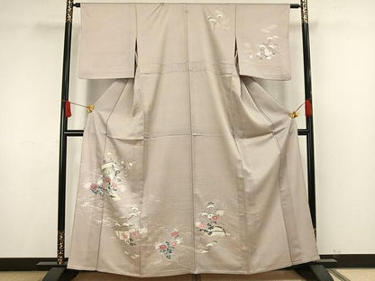 平和屋着物▽訪問着 単衣 風景草花文 金彩 正絹 逸品 AAAW1627fy