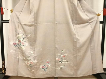 平和屋着物▽訪問着 単衣 風景草花文 金彩 正絹 逸品 AAAW1627fy