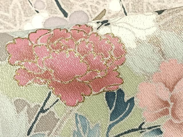 平和屋着物▽訪問着 単衣 風景草花文 金彩 正絹 逸品 AAAW1627fy
