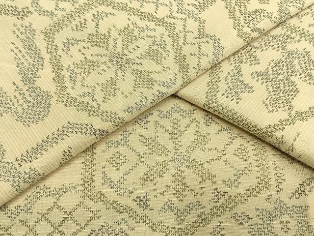 平和屋着物▽上質な紬 単衣 亀甲花文 正絹 逸品 AAAW1630fy