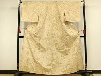 平和屋着物▽上質な紬 単衣 風景文 正絹 逸品 AAAW1633fy