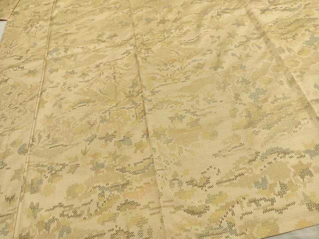 平和屋着物▽上質な紬 単衣 風景文 正絹 逸品 AAAW1633fy