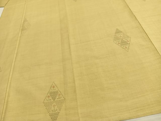 平和屋着物▽結城紬 単衣 80亀甲 幾何学文様 正絹 逸品 AAAW1636fy