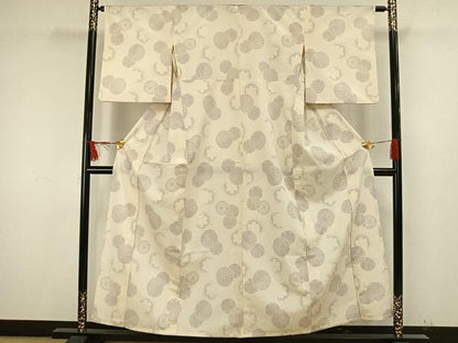 平和屋着物▽本塩沢 単衣 丸文 正絹 逸品 AAAW1637fy