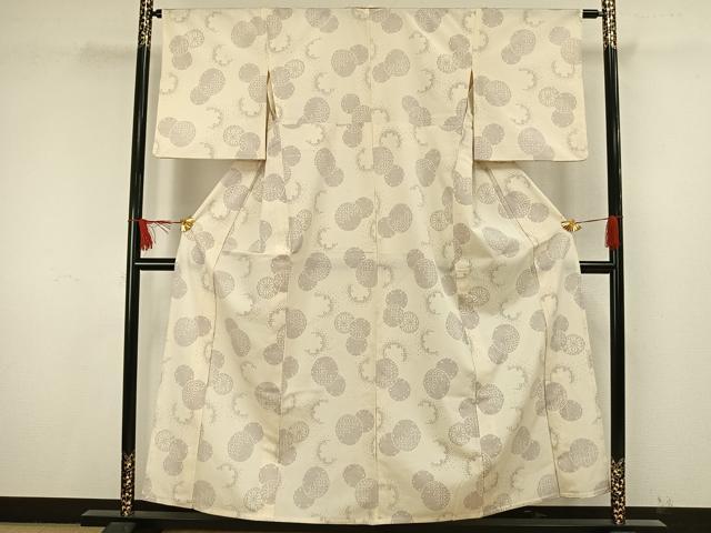 平和屋着物▽本塩沢 単衣 丸文 正絹 逸品 AAAW1637fy