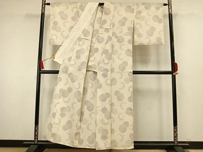 平和屋着物▽本塩沢 単衣 丸文 正絹 逸品 AAAW1637fy